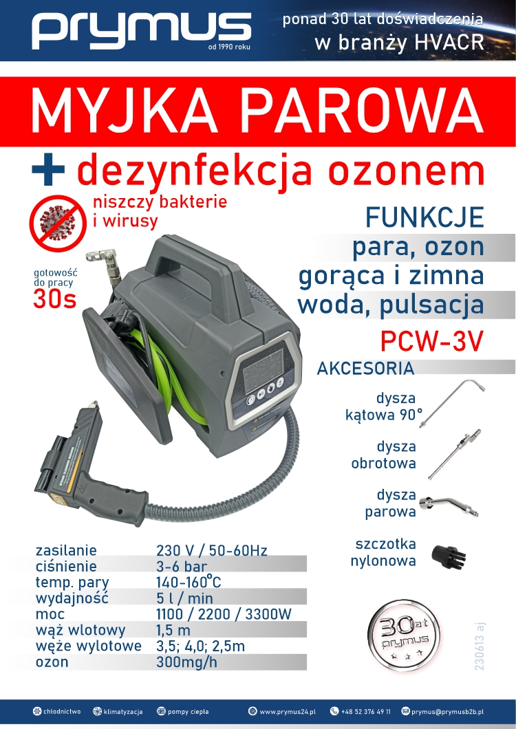 Myjka parowa z ozonowaniem Prymus HVACR