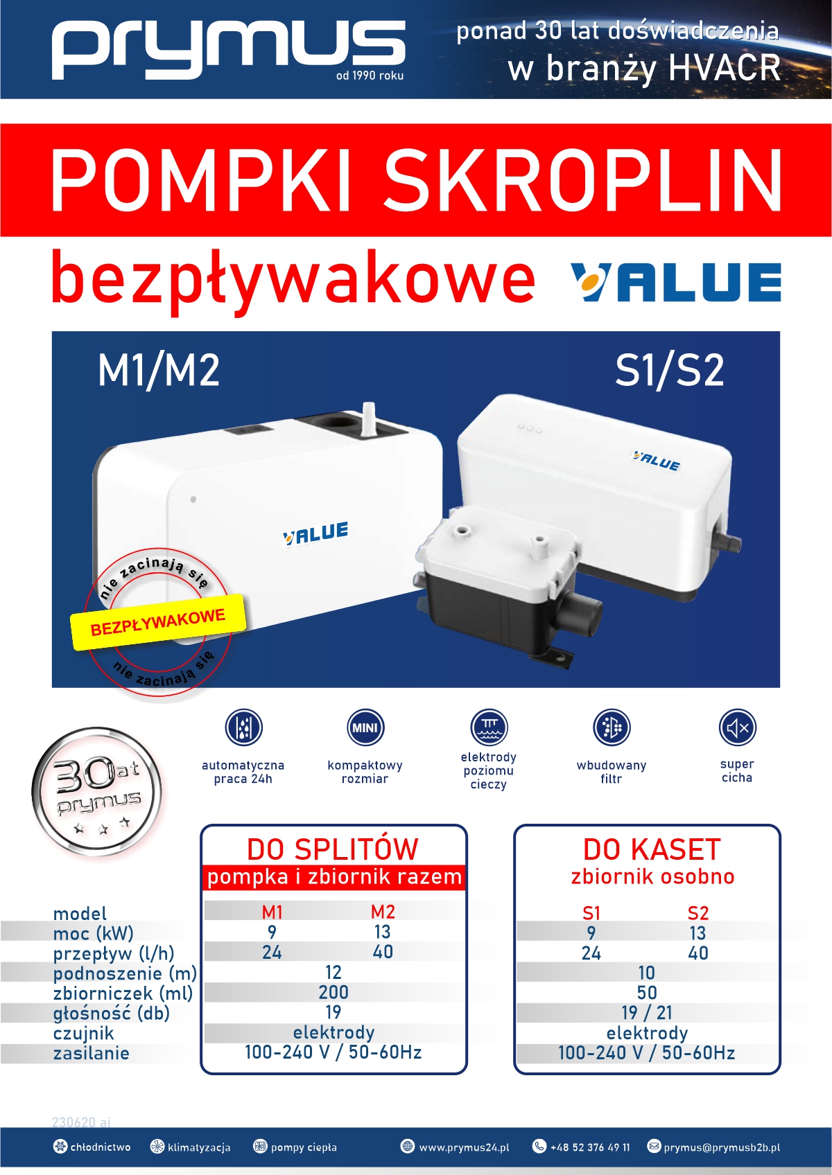 Pompki skroplin Value M1/M2, S1/S2 Prymus HVACR