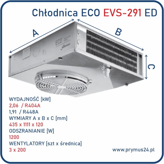 Chłodnica powietrza ECO EVS-291 ED - parownik chłodniczy do komór chłodniczych -zdjęcie numer 1