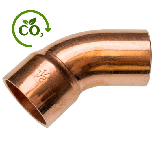 Cu K65 Łuk 45° LZxLW 7/8" RefHP • jednokielichowy