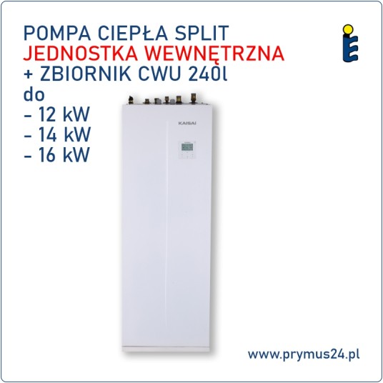 Pompa ciepła Kaisai Split - moduł hydrauliczny ze zbiornikiem CWU 240l KMK-240L-160RY3