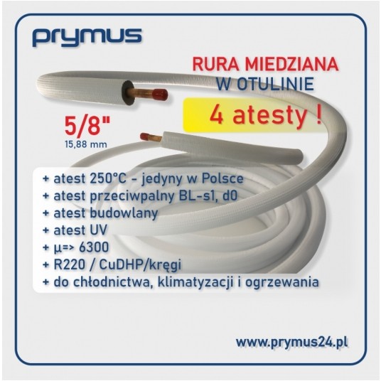 Rura miedziana calowa 5/8"x0,8mm w otulinie 25m -zdjęcie numer 1