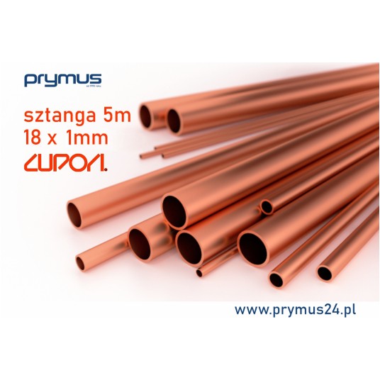 Rura miedziana metryczna 18x1mm Cupori 210 Ref • sztanga 5m • Cu-DHP • R290