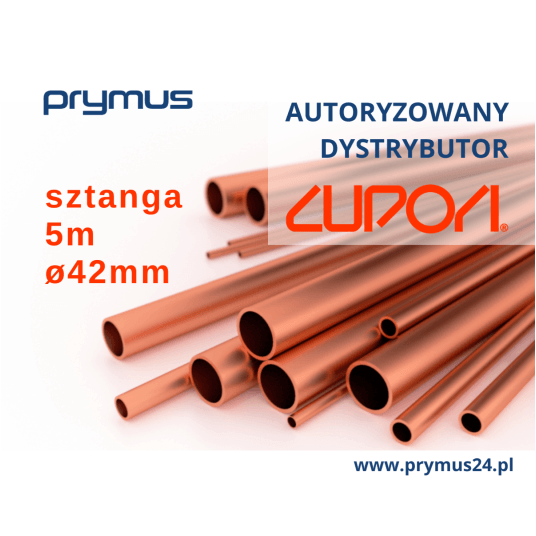 Rura miedziana metryczna 42x1,5mm Cupori 210 Ref • sztanga 5m • Cu-DHP • R290