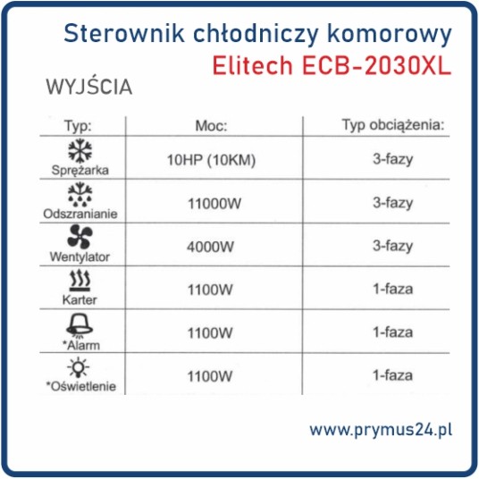 Sterownik chłodniczy komorowy Elitech ECB2030W-XL 3~