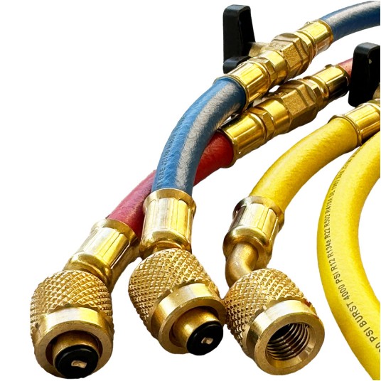 Wąż serwisowy 150 cm 1/4" z zaworem Continental • czerwony