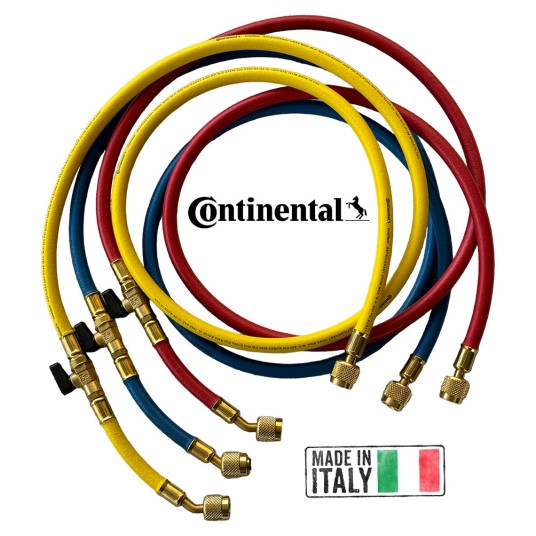 Wąż serwisowy 150 cm 1/4" z zaworem Continental • niebieski