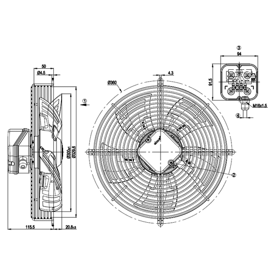 Wentylator osiowy ssący EBM S4E300-AS72-37 • 230V • 300 mm -zdjęcie numer 2