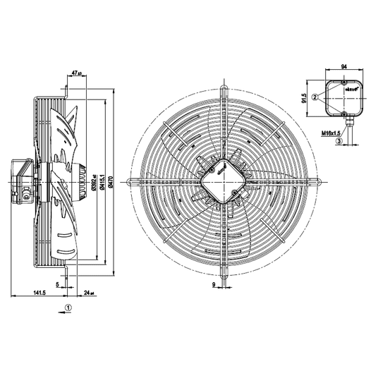 Wentylator osiowy ssący EBM S4E400-AP02-24 • 230V • 400 mm -zdjęcie numer 1