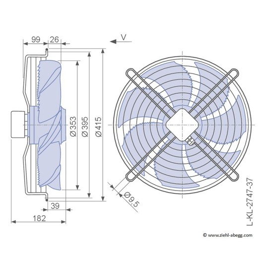 Wentylator osiowy Ziehl-Abegg FN035-4EK.0F.V7P3 • 230V • 350mm -zdjęcie numer 2