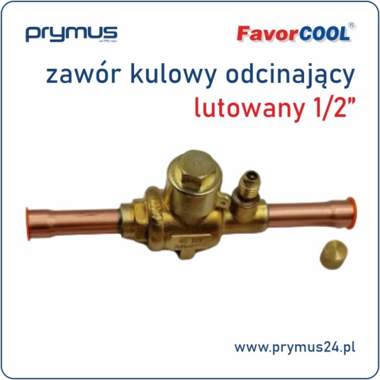 Zawór odcinający kulowy FavorCOOL TBG-12S z przyłączem serwisowym 1/2" ODF