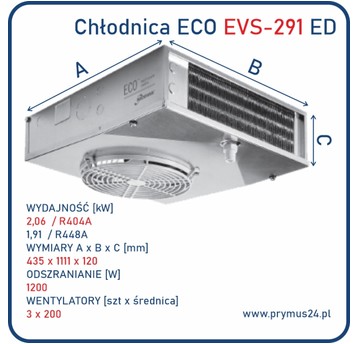 Chłodnica powietrza ECO EVS-291 ED - parownik chłodniczy do komór chłodniczych