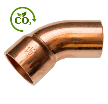 Cu K65 Łuk 45° LZxLW 7/8" RefHP • jednokielichowy
